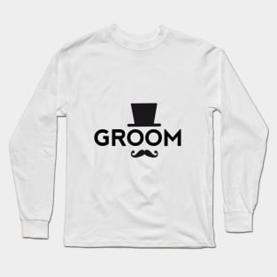 Groom t-shirt with hat and mustache Long Sleeve T-Shirt